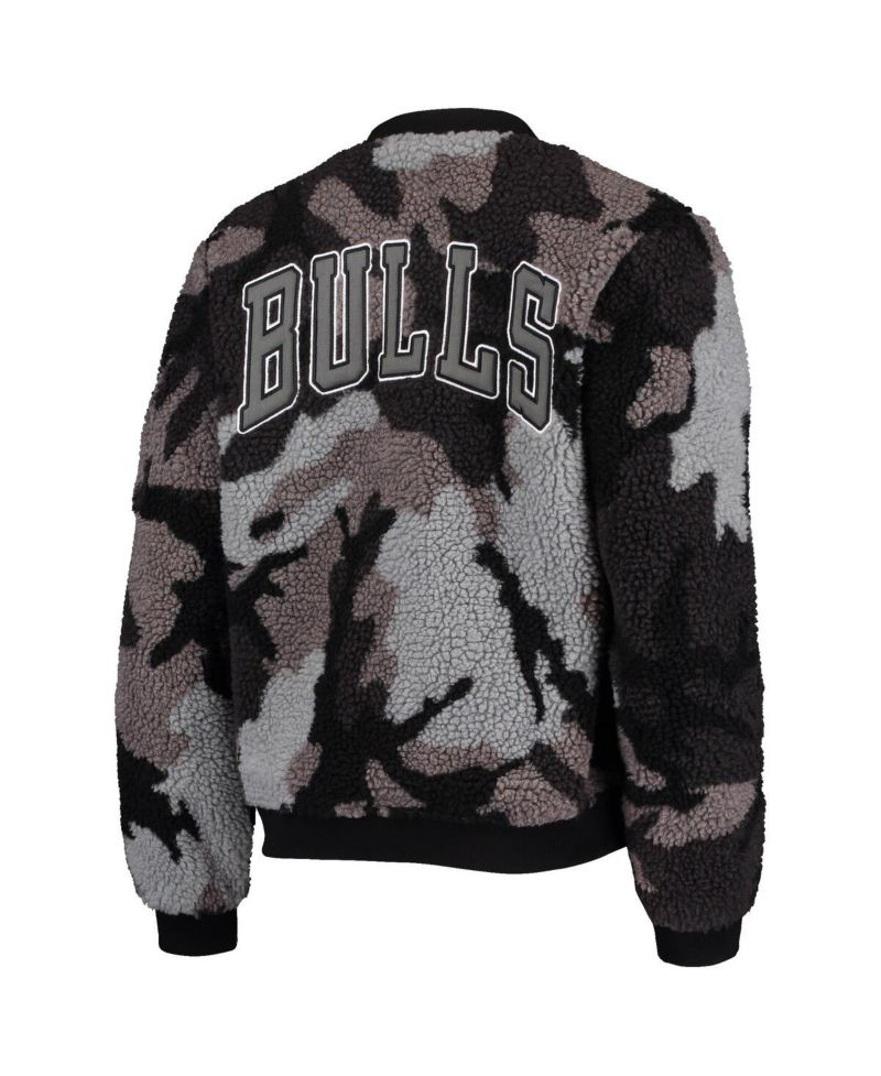 Women's Black Chicago Bulls Camo Sherpa Full-Zip Bomber Jacket
