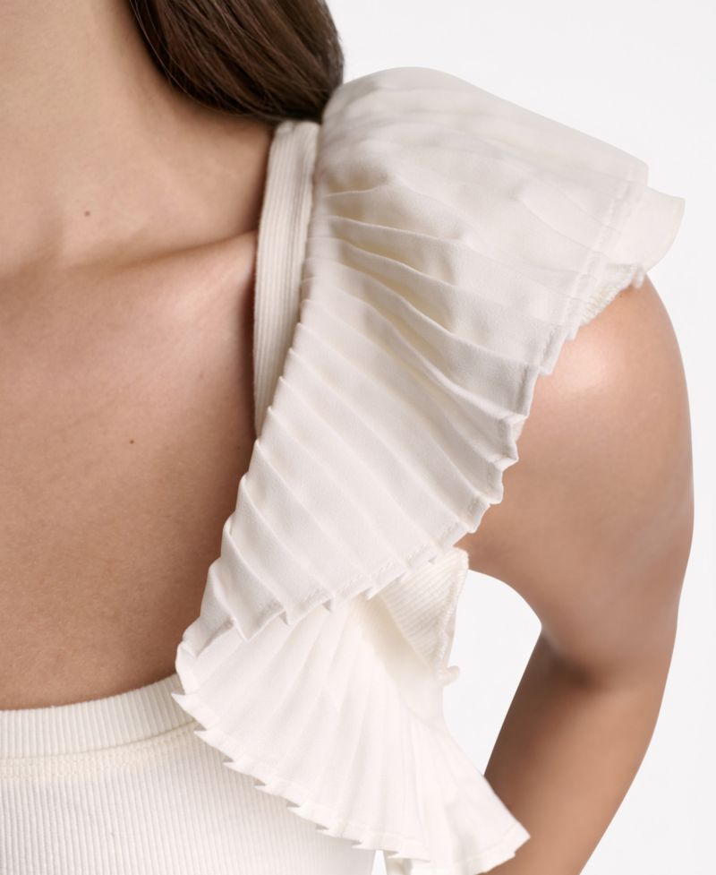 Women's Square Neck Ruffle Cap-Sleeve Top