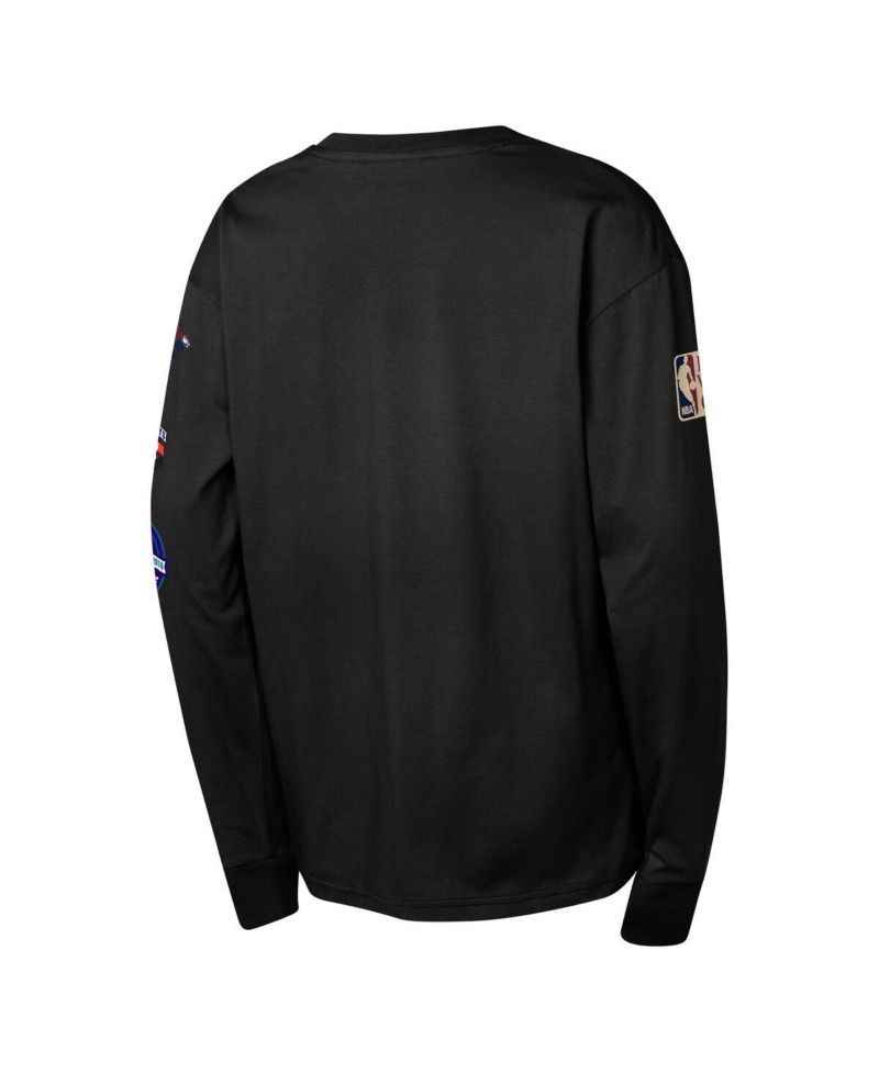 Big Boys and Girls Black Charlotte Hornets Hardwood Classic All Over Long Sleeve T-Shirt