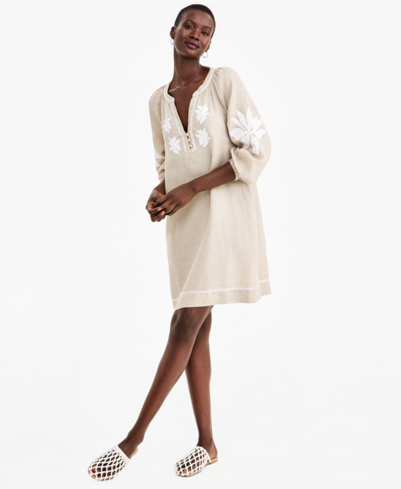 Women's Delave Linen Appliqu&eacute; Shift Dress