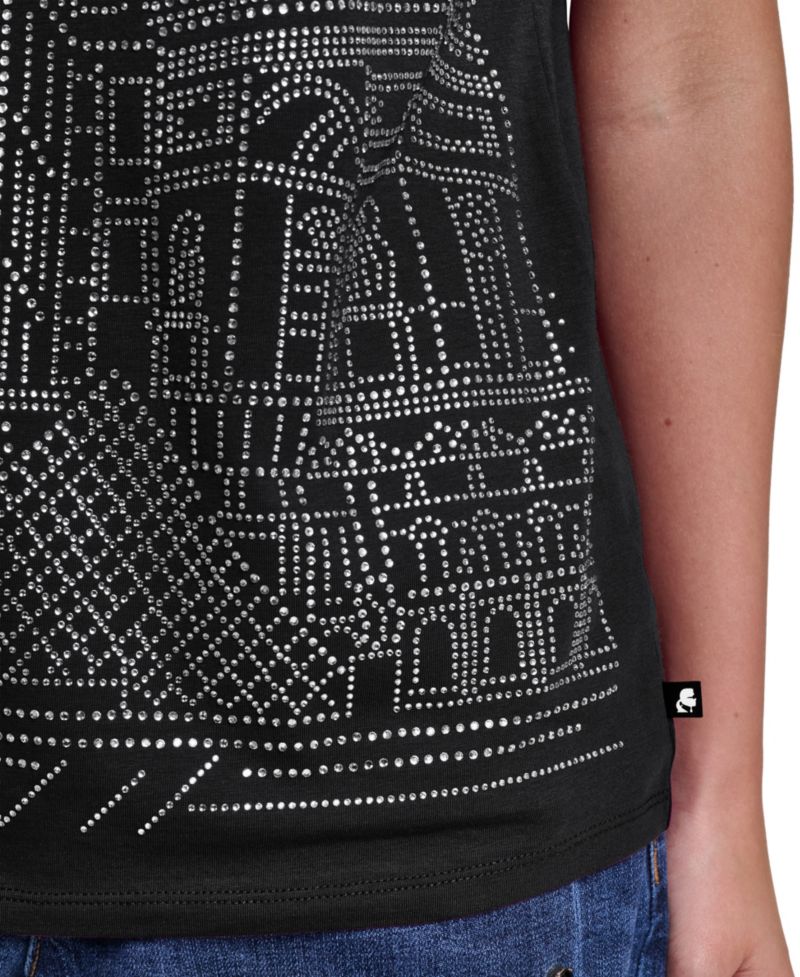 Women's Sparkle Paris Scene Crewneck Short-Sleeve T-Shirt