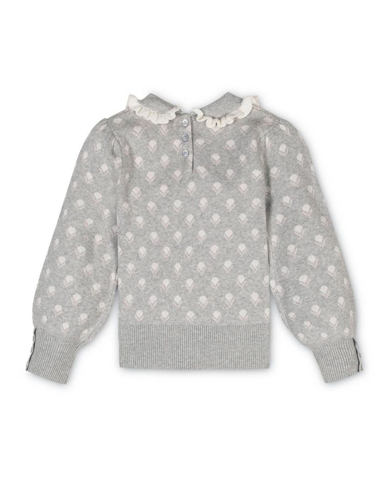Hope and Henry Little and Big Girls' Organic Long Sleeve Peter Pan Collar Sweater