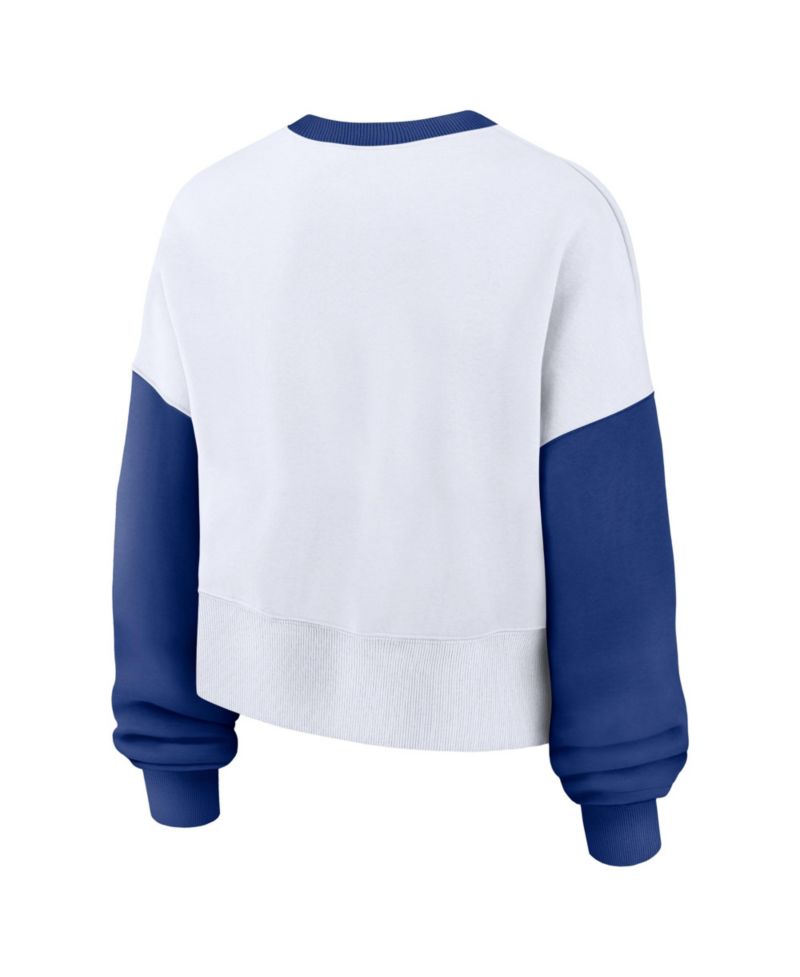 Women's White/Royal Los Angeles Dodgers Oversized High Hip Fleece Sweatshirt