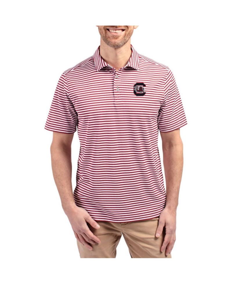 Men's Garnet South Carolina Gamecocks Virtue Eco Pique Stripe DryTec Polo Shirt