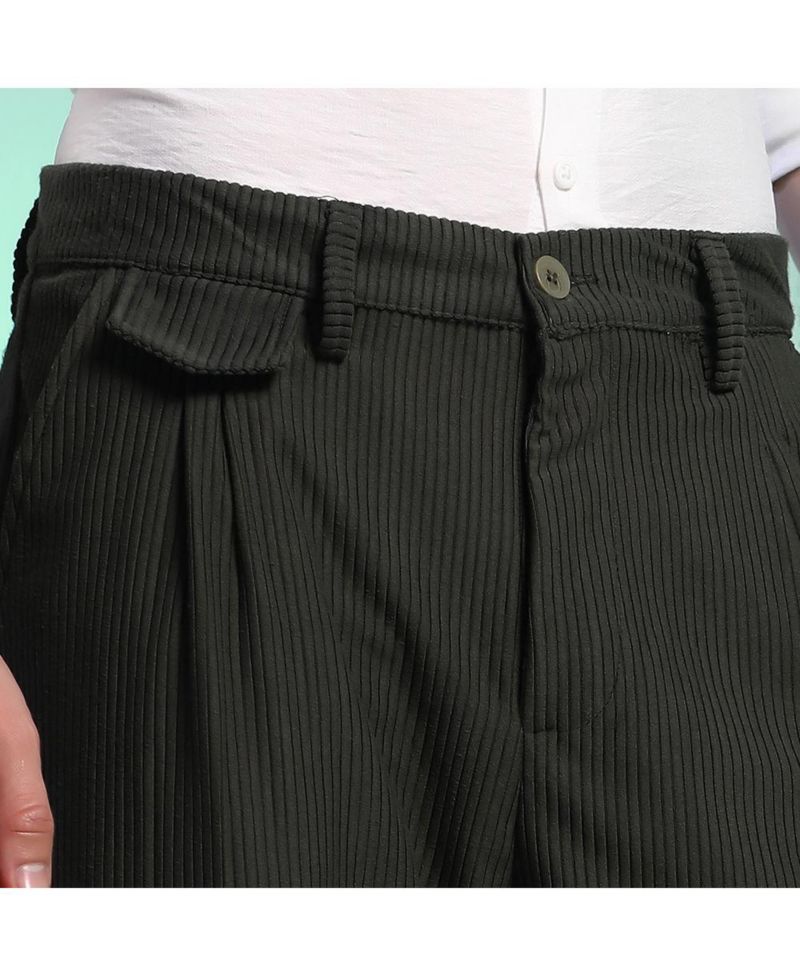 Men's Midnight Black Corduroy Tailored Trousers