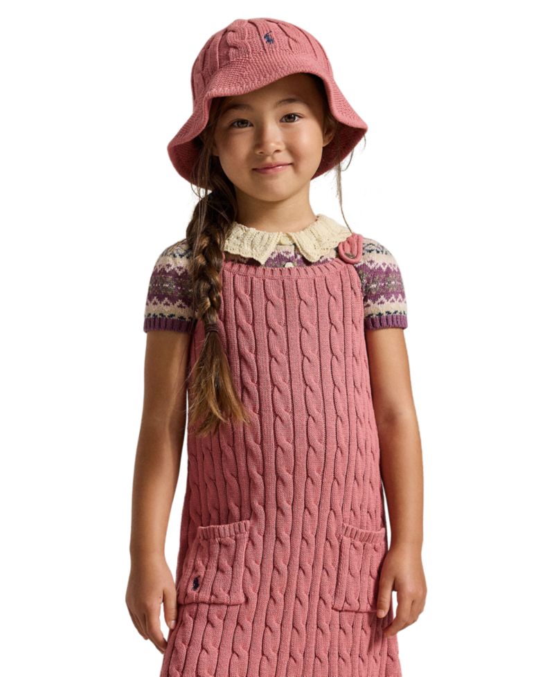 Girls' 2T-6X Cable-Knit Cotton Sweater Dress