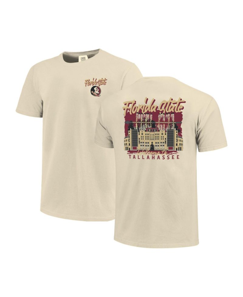 Men's Natural Florida State Seminoles Comfort Colors Hand-Drawn Campus Stack T-Shirt