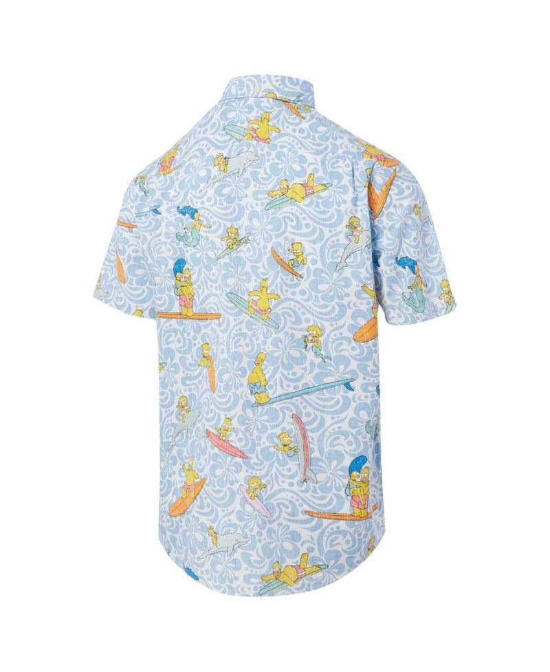 Men's Light Blue The Simpsons Cowabunga Tailored Button-Down Shirt