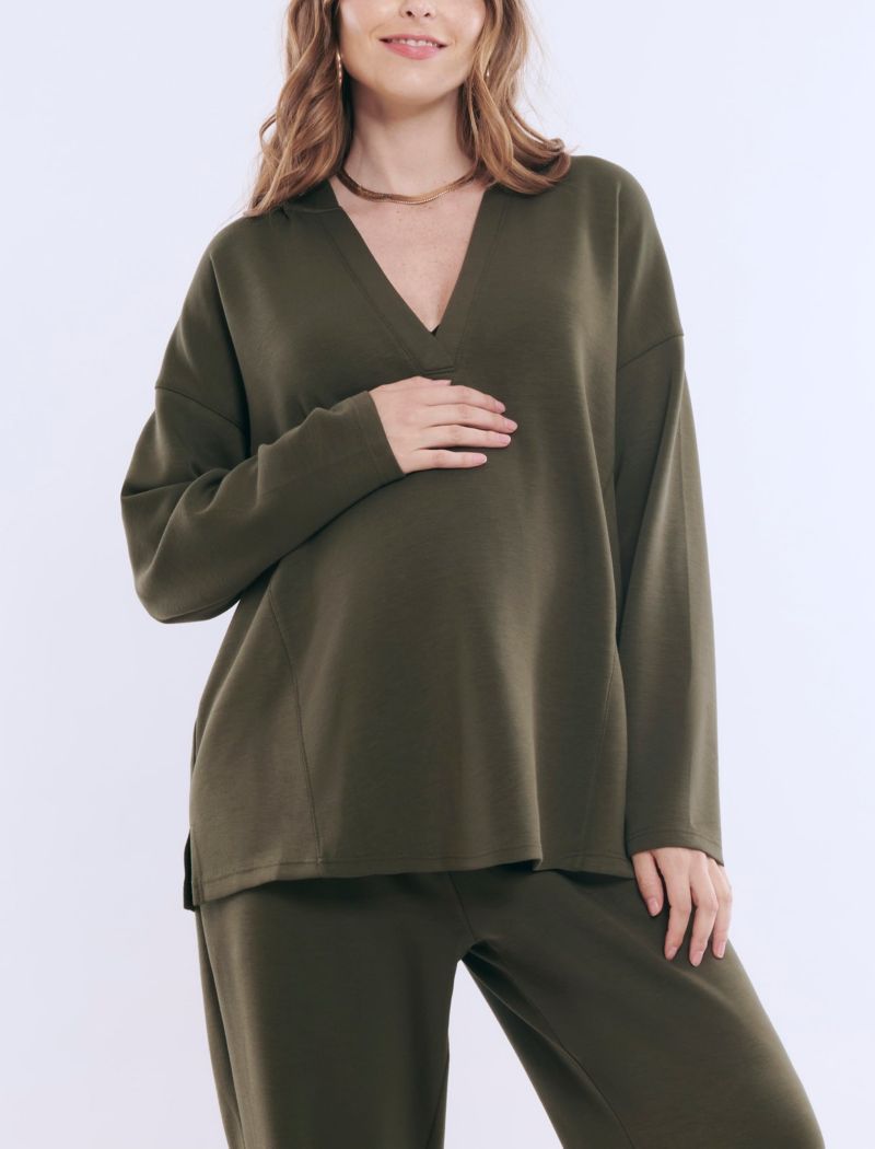 Women's V-Neck Pullover Scuba Hoodie - Motherhood