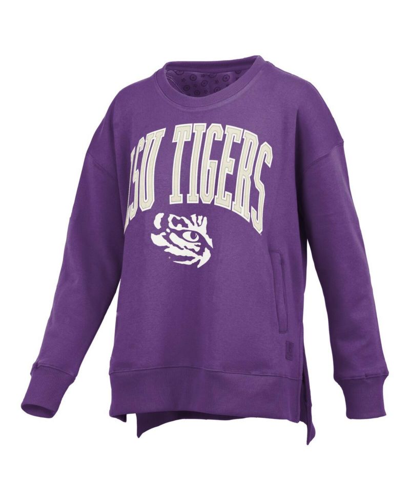 Women's Purple LSU Tigers Pocketed Arch Pullover Sweatshirt