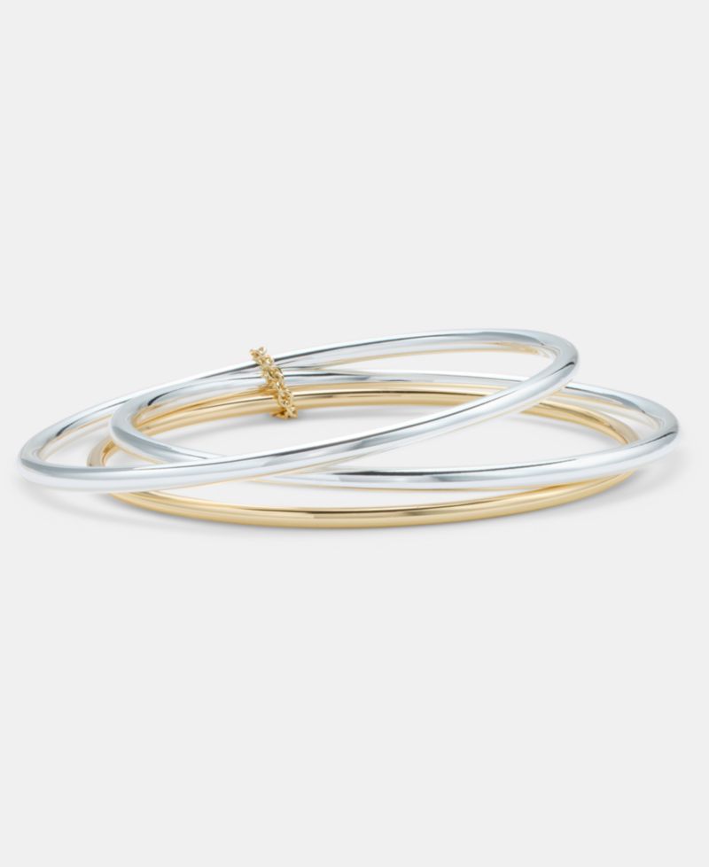 Two-Tone Bangle Bracelets, Set of 3