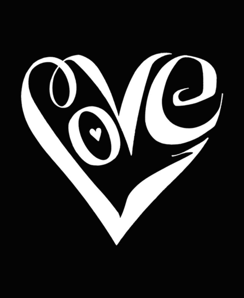 Women's Word Art Script Heart T-Shirt