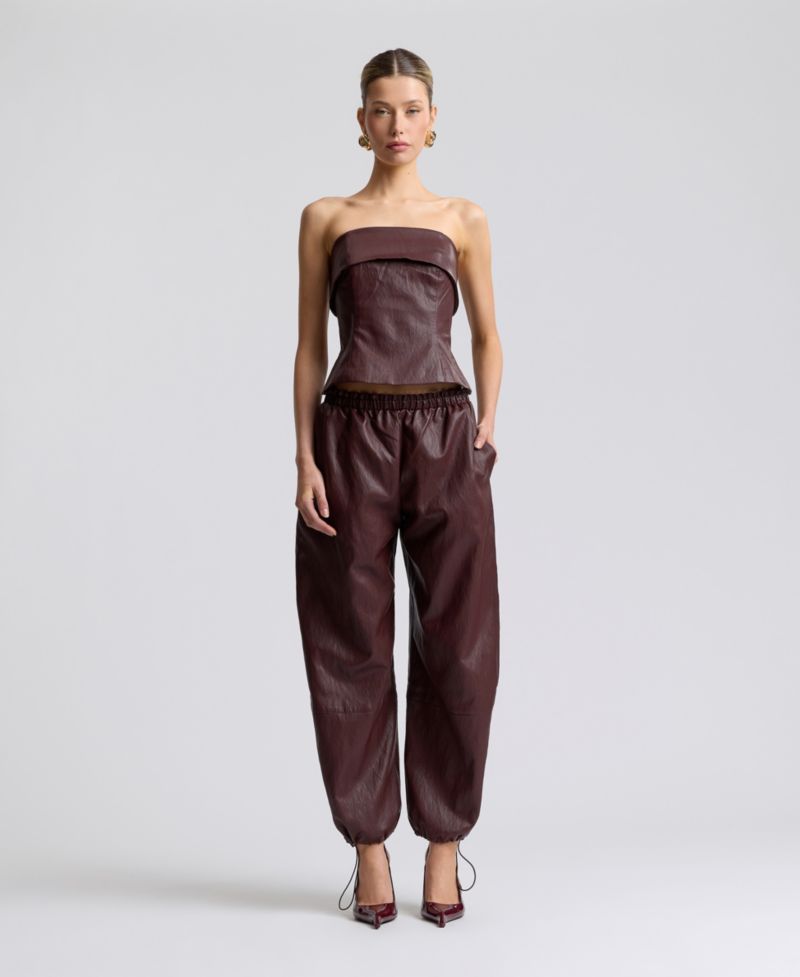 Women's Faux Leather Sleeveless Tube Top