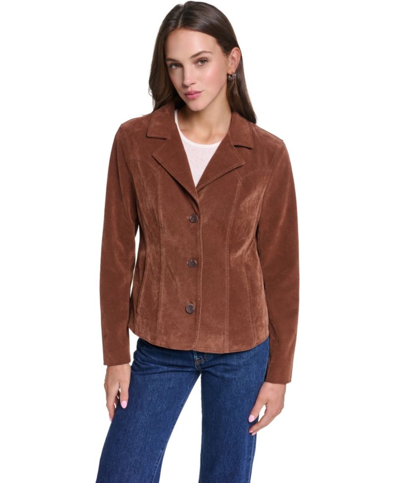 Women's Fitted Faux Suede Blazer