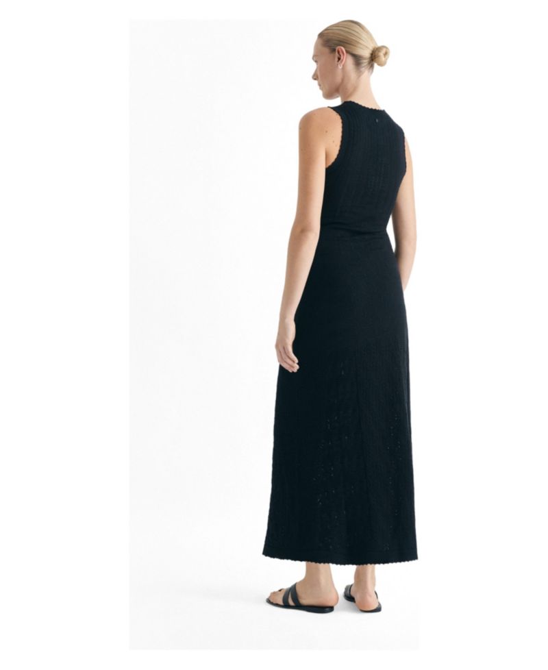 Women's Openwork-Knit Sleeveless Crew-Neck Maxi Dress