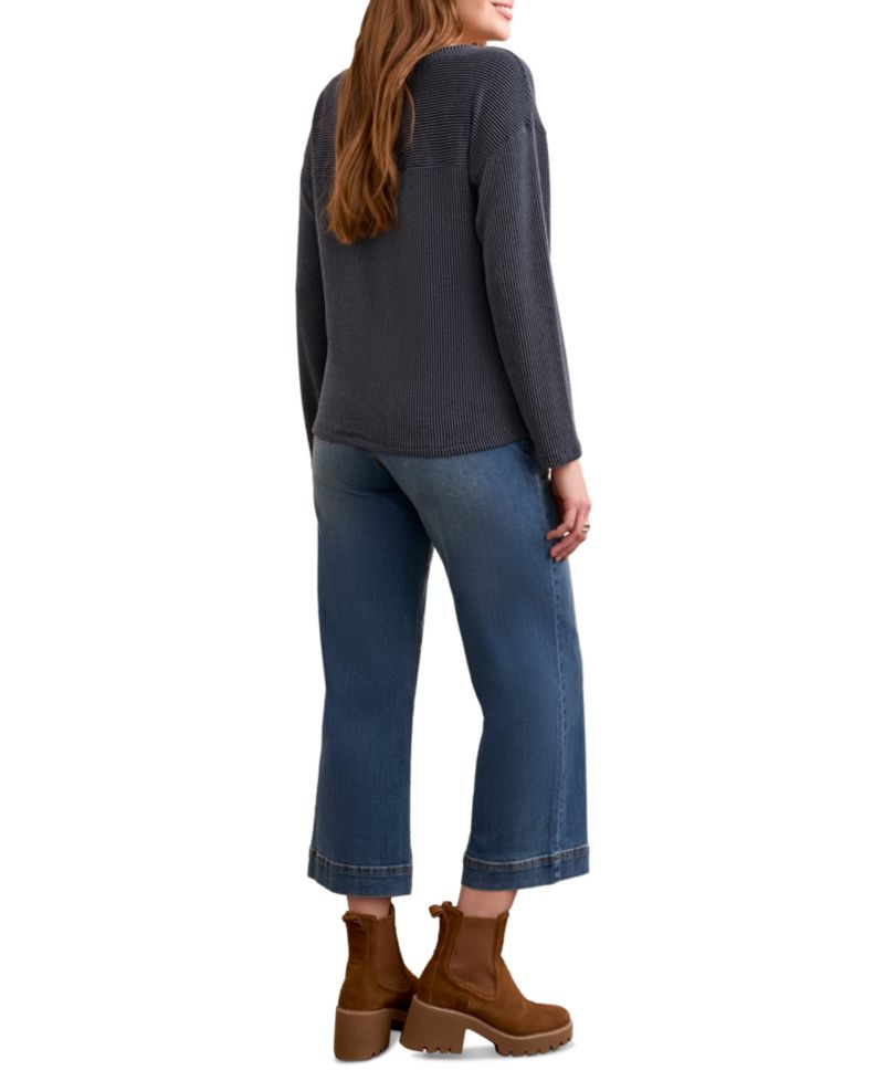 Women's Long Sleeve Notch Collar Top