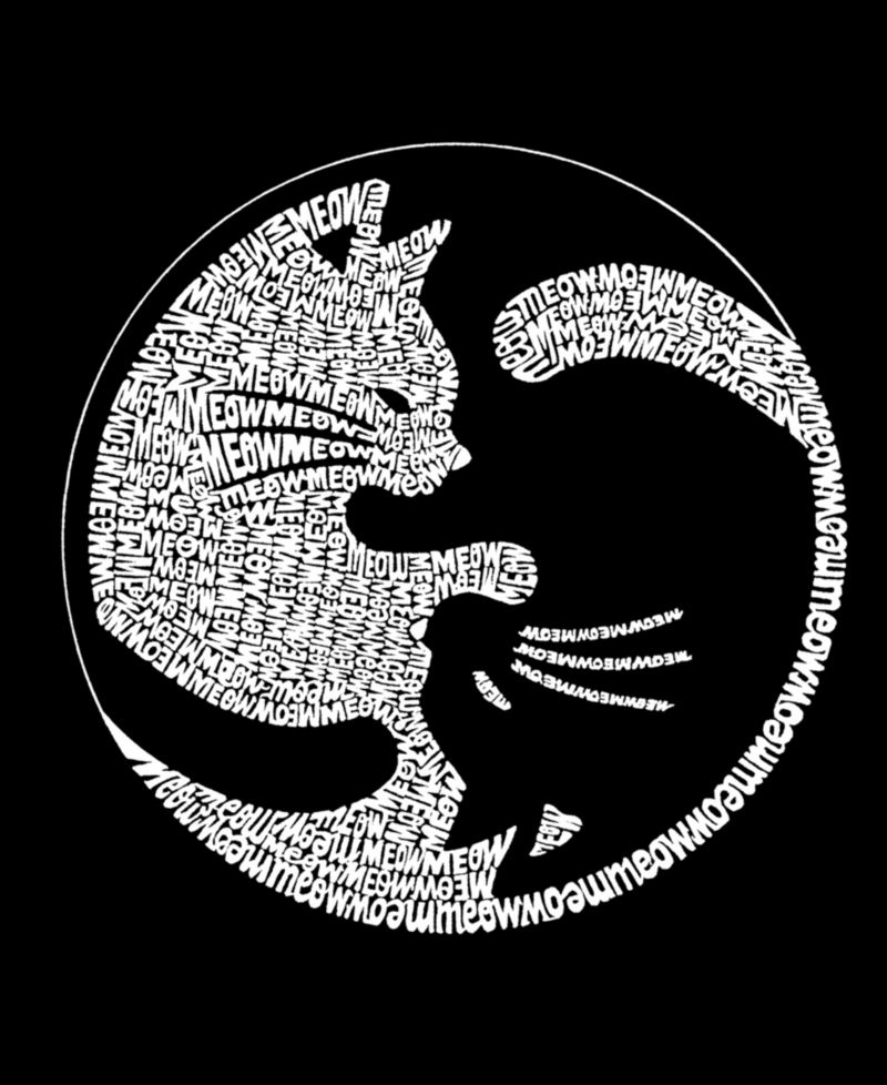 Men's Cotton/Poly Blend Word Art T-shirt - Yin Yang Cat