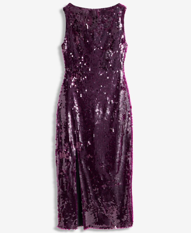 Women's Sequin Side-Slit Sleeveless Midi Dress