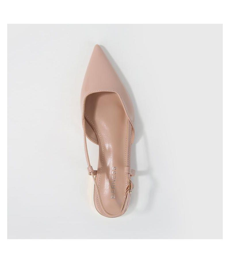 Cass Patent Slingback Flats with Gold-Tone Heel