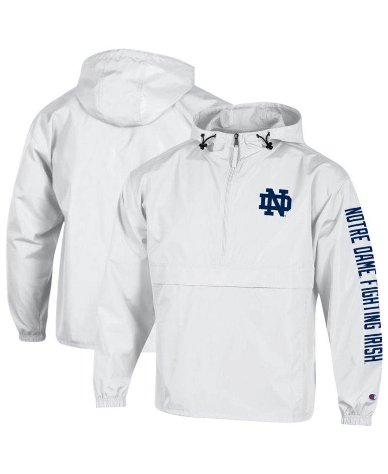 Men's White Notre Dame Fighting Irish Cloud Packable Half-Zip Hooded Jacket