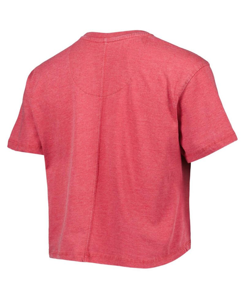 Women's Crimson Oklahoma Sooners Edith Vintage-Like Burnout Crop T-shirt