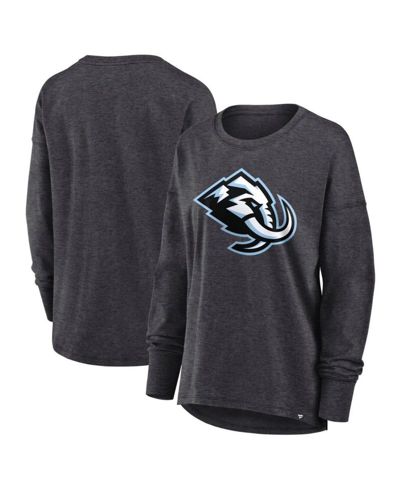Women's Heather Charcoal Utah Mammoth Primary Logo Legacy Long Sleeve T-Shirt