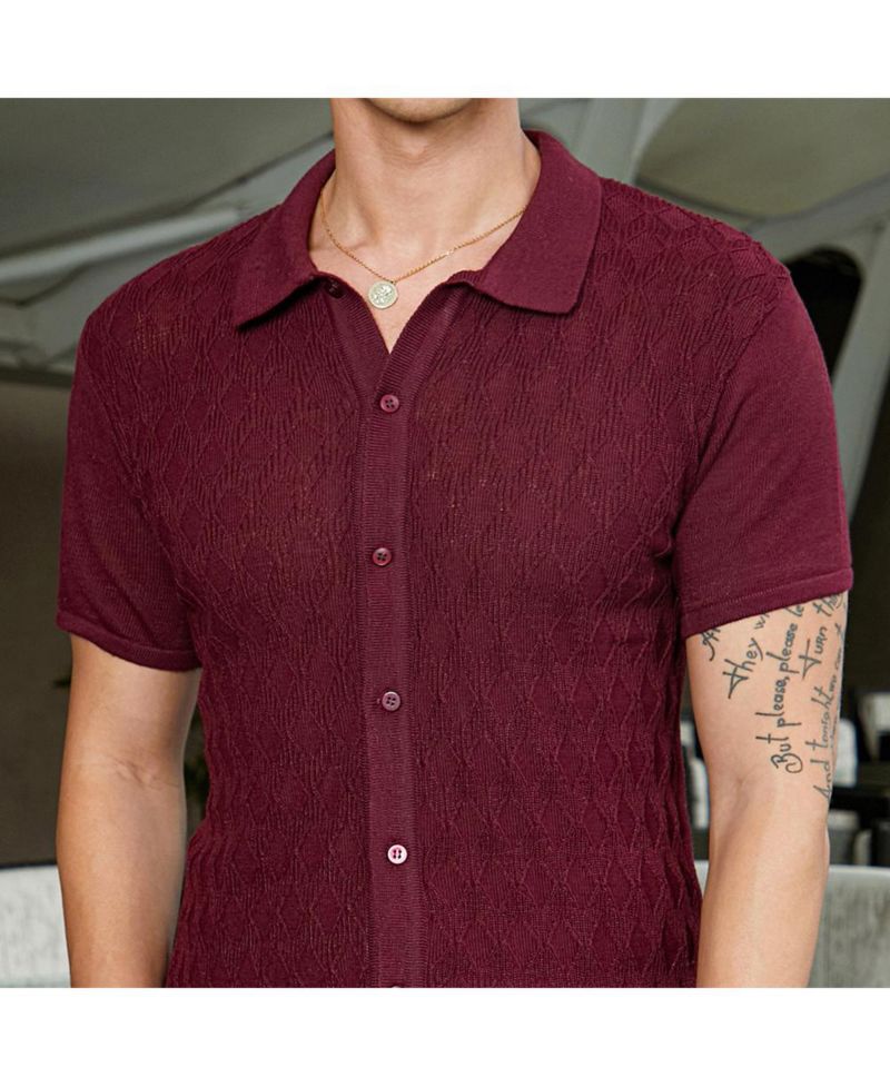 Men's Argyle-Knit Slim-Fit Shirt
