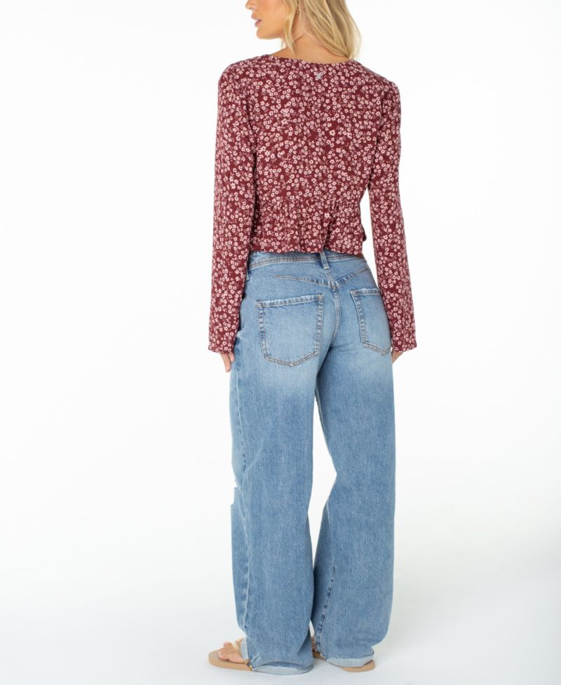 Women's Night Sky Long-Sleeve V-Neck Floral-Print Blouse