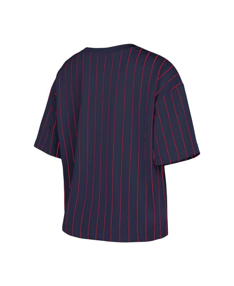 Women's Navy Boston Red Sox Boxy Pinstripe T-Shirt