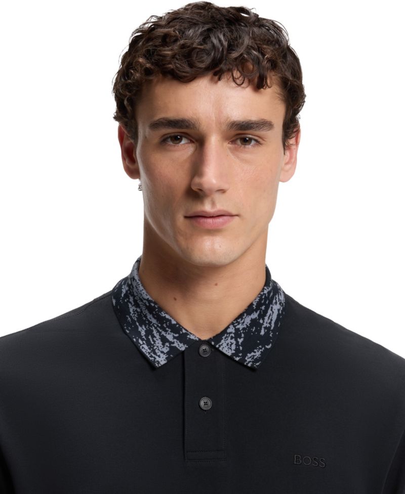 BOSS by Men's Cotton-Piqu&eacute; Jacquard Collar Polo Shirt