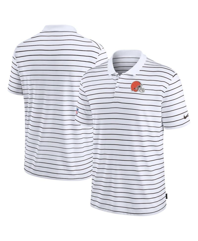Men's White Cleveland Browns Sideline Lock Up Victory Performance Polo Shirt