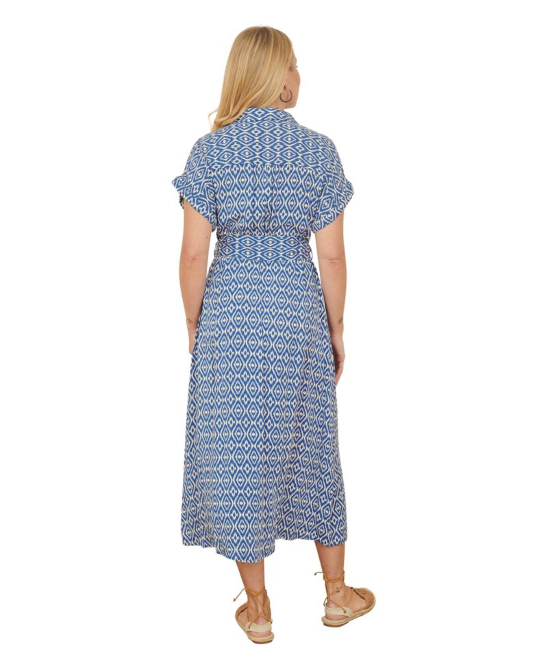Women's Belted Midi Shirt Dress