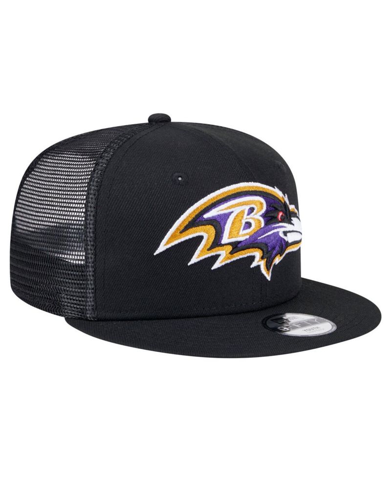 Big Boys and Girls Black Baltimore Ravens Main Trucker 9FIFTY Snapback Hat