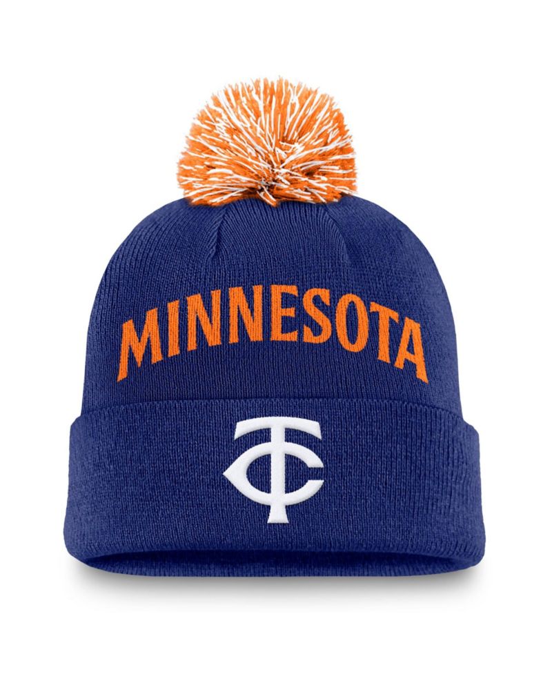Men's Royal Minnesota Twins Peak Cuffed Knit Hat with Pom