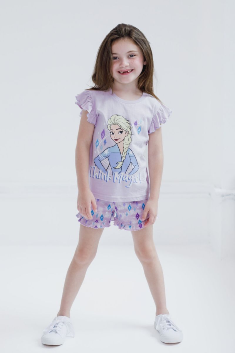 Girls Disney Princess Moana Belle Minnie Mouse Nightmare Before Christmas Tank Top and French Terry Shorts to