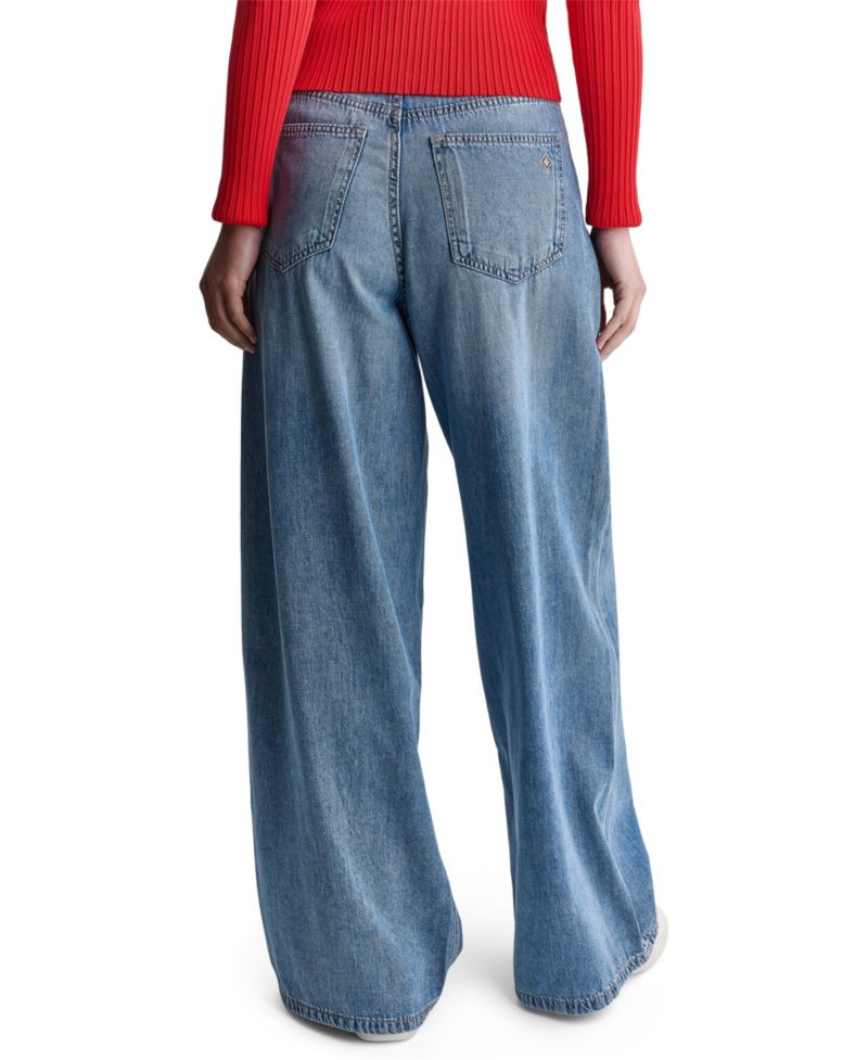 Women's High-Rise Tie-Waist Wide-Leg Jeans
