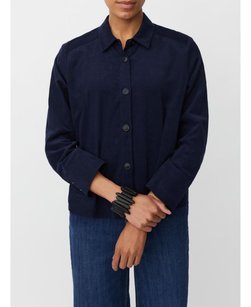 Women's Long Sleeve Collared Velvet Shirt