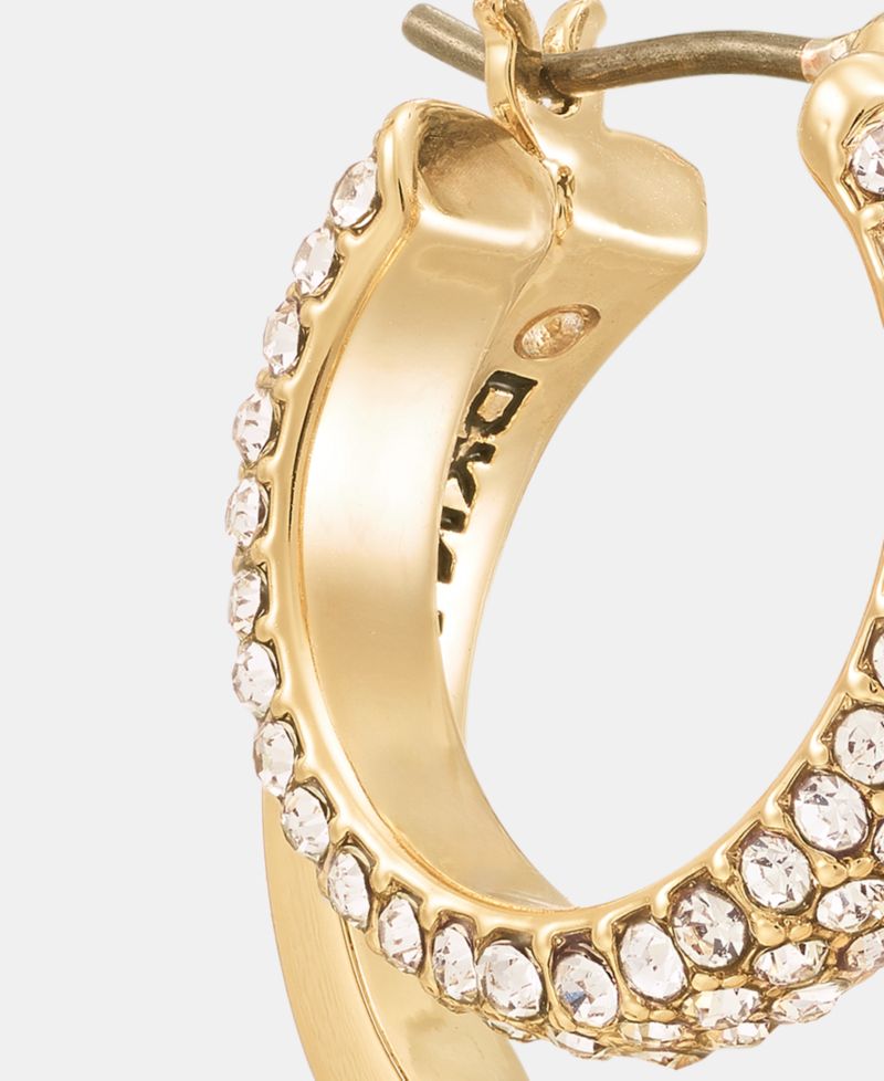 Metal-Tone Crystal Pav&eacute; Double Hoop Earrings