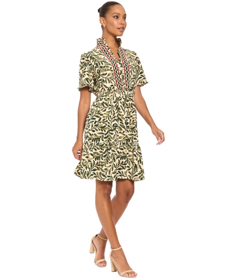 Petite Floral-Print Tiered A-Line Dress