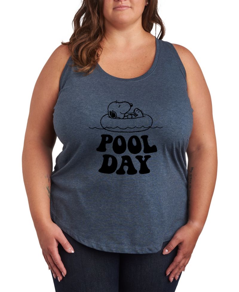 Plus Size Peanuts Snoopy Pool Day Racerback Graphic Tank Top