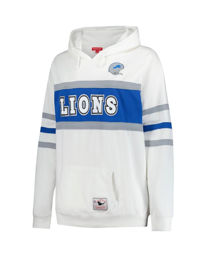 Women's White Detroit Lions Plus Size Head Coach Throwback Pullover Hoodie
