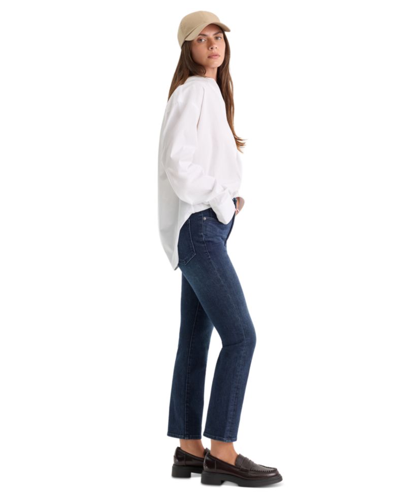 Petite Mid-Rise Straight Ankle Jeans