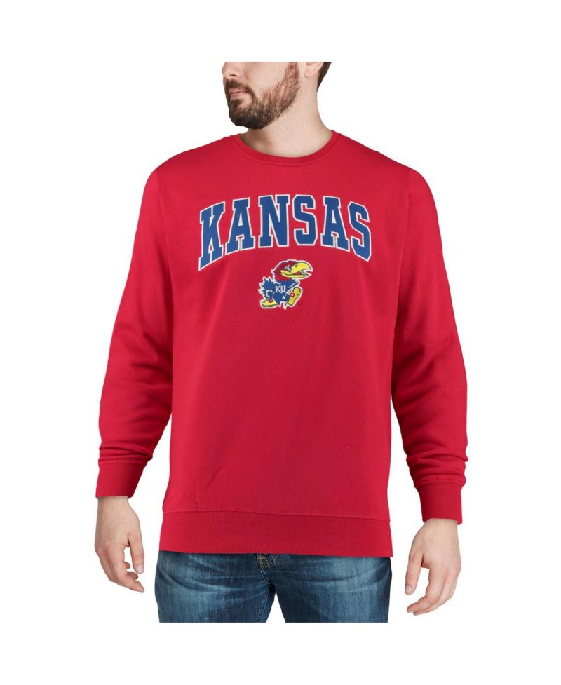 Men's Kansas Jayhawks Arch & Logo Crew Neck Sweatshirt