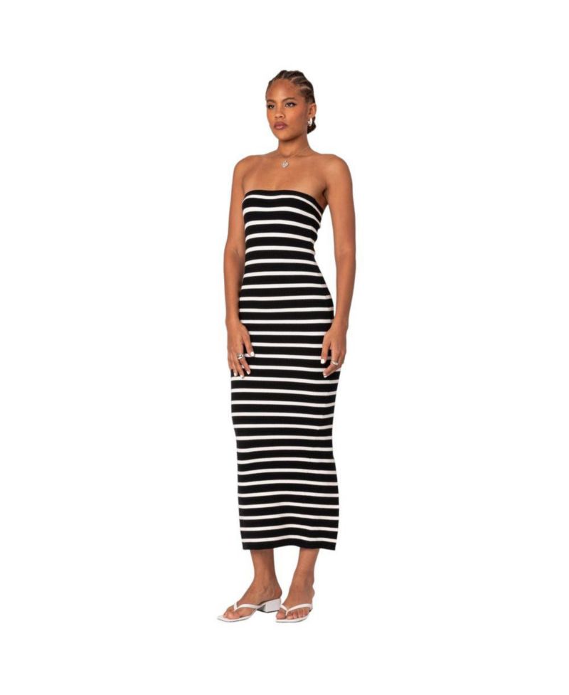 Women's Knit Back Slitted Maxi Dress