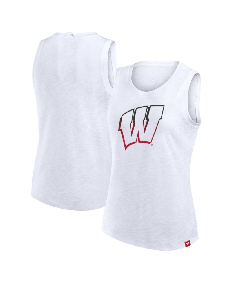 Women's White Wisconsin Badgers Activate Slub Tank Top