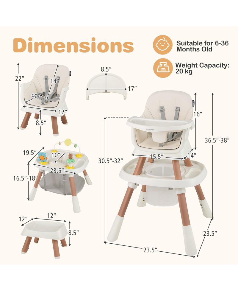16-in-1 Baby High Chair w/ Activity Center Booster Seat Building Block Table