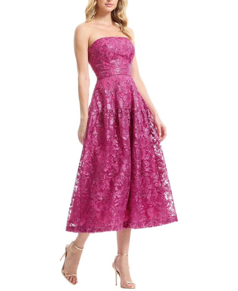 Women's Gemma Strapless Embroidered-Sequin Floral Midi Dress