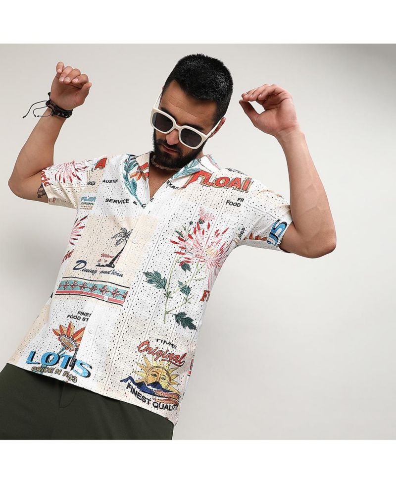 Men's Multicolour Retro Graphic Shirt