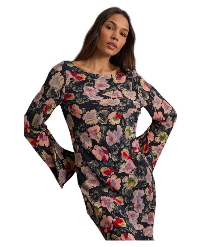 Women's Floral Bias Cut Scoop Back Midaxi Dress