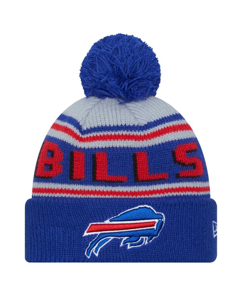 Big Boys and Girls Royal Buffalo Bills Main Cuffed Knit with Pom Hat